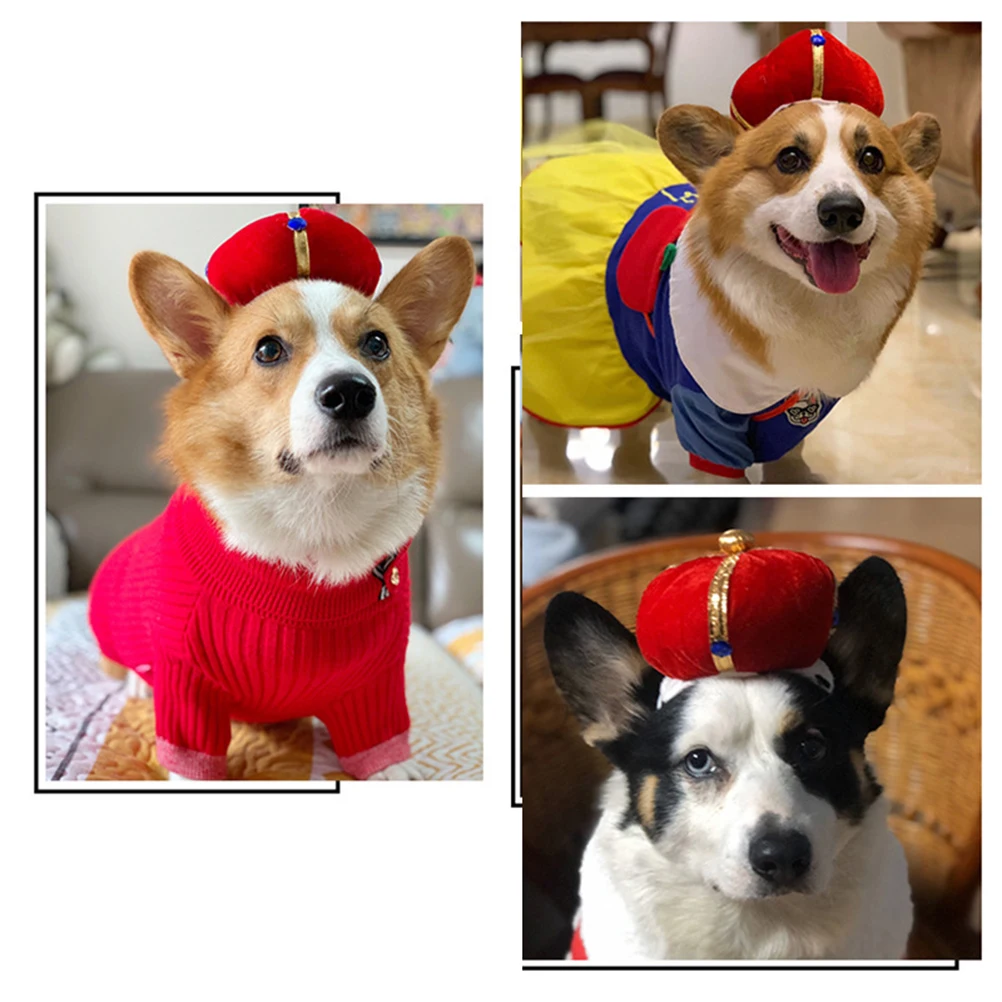 

Pet Crown Hat Red Design for Cat Soft Comfortable Cosplay Costume Party Birthday Holidays Premium Material Elastic B Adjustable