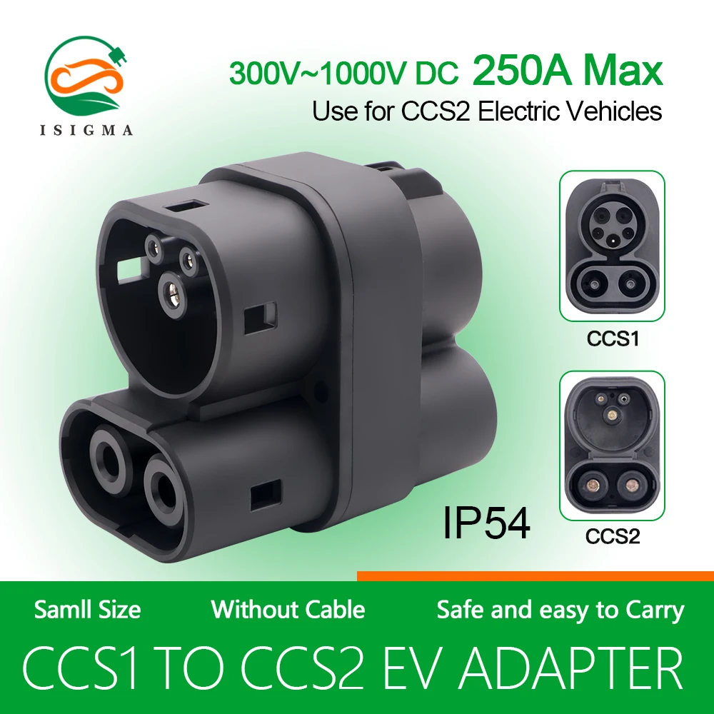 Isigma 250A CCS1 Charger to CCS2 EV CCS1 to CCS2 Electric Vehicle Charger DC Fast Ev Charging Adapter