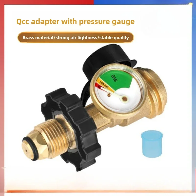 North American POL Converter QCC with Pressure Gauge Adapter American Gas Propane Tank Connector 2.5PSIG-20PSIG