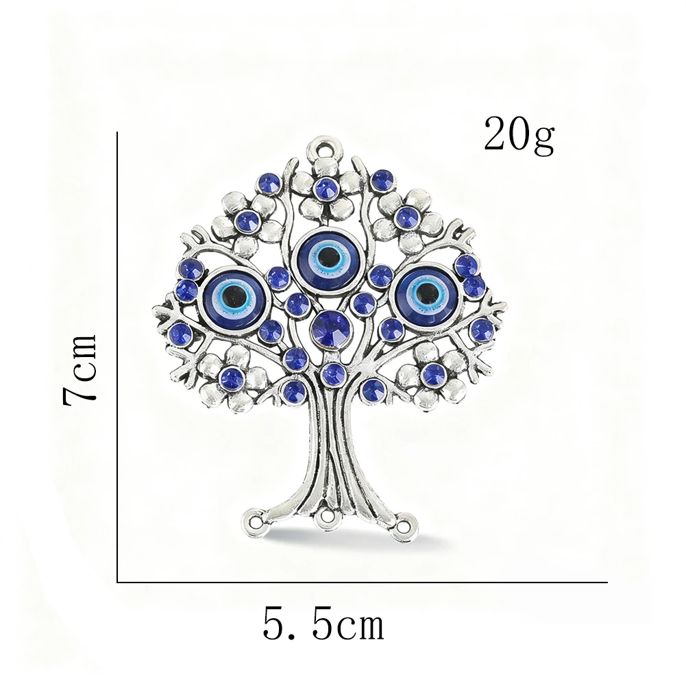 Blue Evil Eye Tree of Life Amulet DIY Wind Chime Pendant Turkish Protection Blessing Sun Catcher Wall Decoration Component