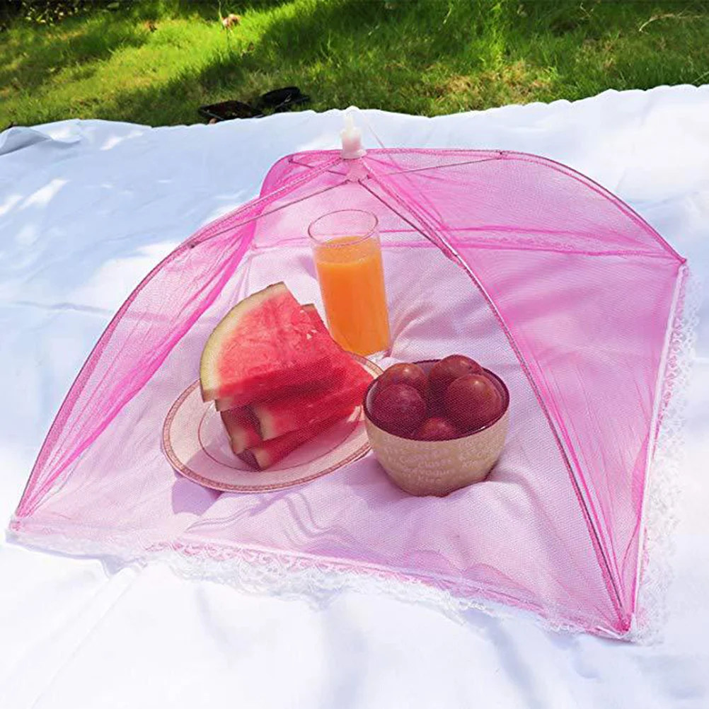 4Pcs Foldable Food Cover Umbrella Mesh Screen Protector for Burgers Steaks Fruit Salads Camping Trips Food Cover