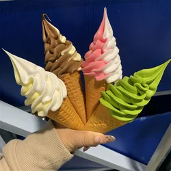 Plastic Simulation Food Model Prop Decoration Double Colors DIY Ice Cream Faux Cone Waffle 17cm 6.7inch Display ASMR Video Show