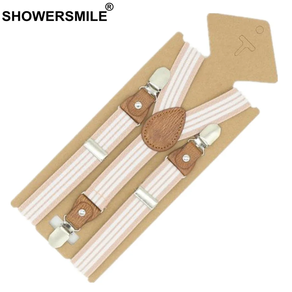 SHOWERSMILE الأقواس للأطفال الحمالات حزام الوردي شريط بنطال جلدي حزام مقاطع سهرة الحمالات للبنين بنات Tirantes