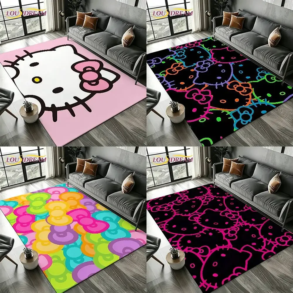 Niedliche H-HelloKittys Bodenmatte, Wohnzimmerteppich für Schlafzimmer, Willkommensmatte, Outdoor-Teppich