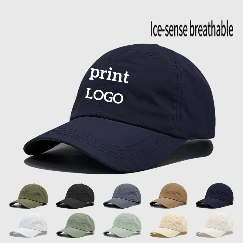 Custom Logo Quick Dry Baseball Cap Summwe Mesh Breathable Sport Hats Solid Color Sun Protection DIY Truck Hat Wholesale