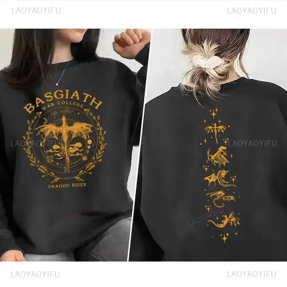 

Gold Dragon Fourth Wing Unisex Hoodies Sweatshirts Sweatshirt Basgiath War College Double-side Hoodie Rider Bookish Sweater