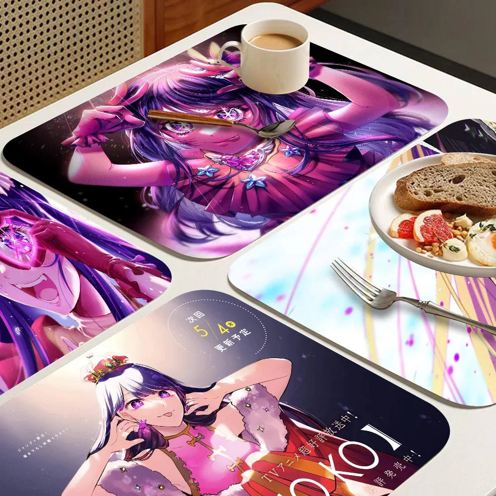 Anime Oshi No Ko Hoshino Kitchen Drainage Mat Retro Style Dish Drying Pads Absorbent Placemats Drainer Tableware Mats