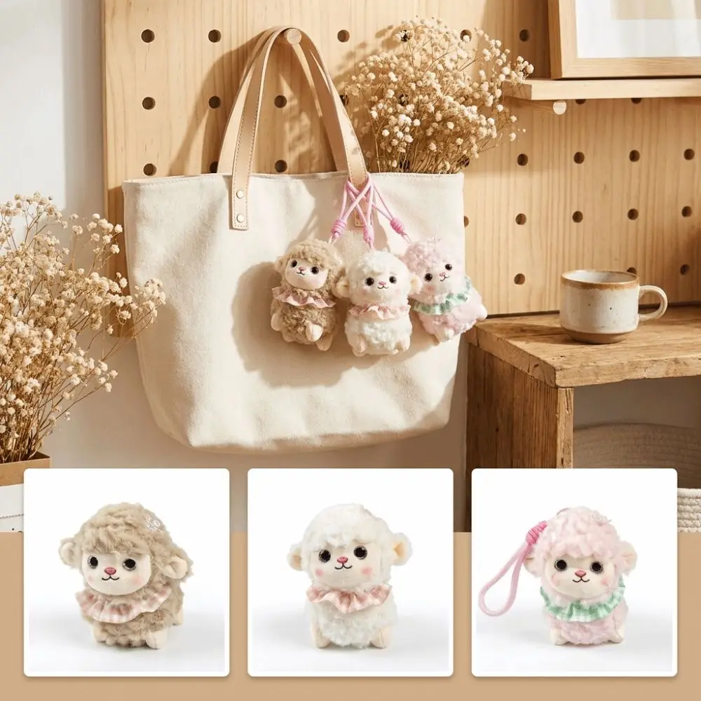 New Soft Little Sheep Keychain Fluffy Texture Scarf Detail Sheep Bag Charm Hanging Loop Lamb Everyday Carry Accessory