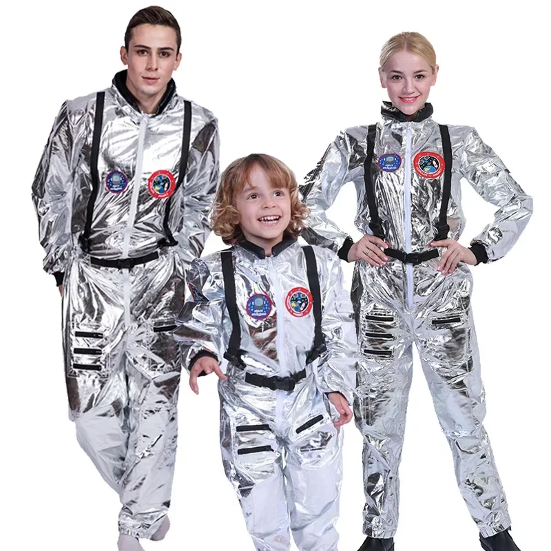 Mono de astronauta para niños y parejas, uniforme Unisex, trajes de Carnaval de Halloween, disfraz espacial de fiesta, juego de rol, vestido elegante