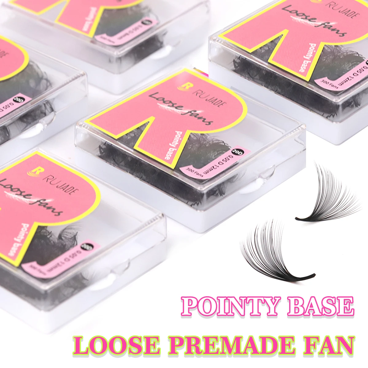 Rujade 3D-40D Sharp Stem Loose Premade Russian Volume Fans Faux Mink False Eyelash Extension 30D Big Fan Pointy Base Loose Fans