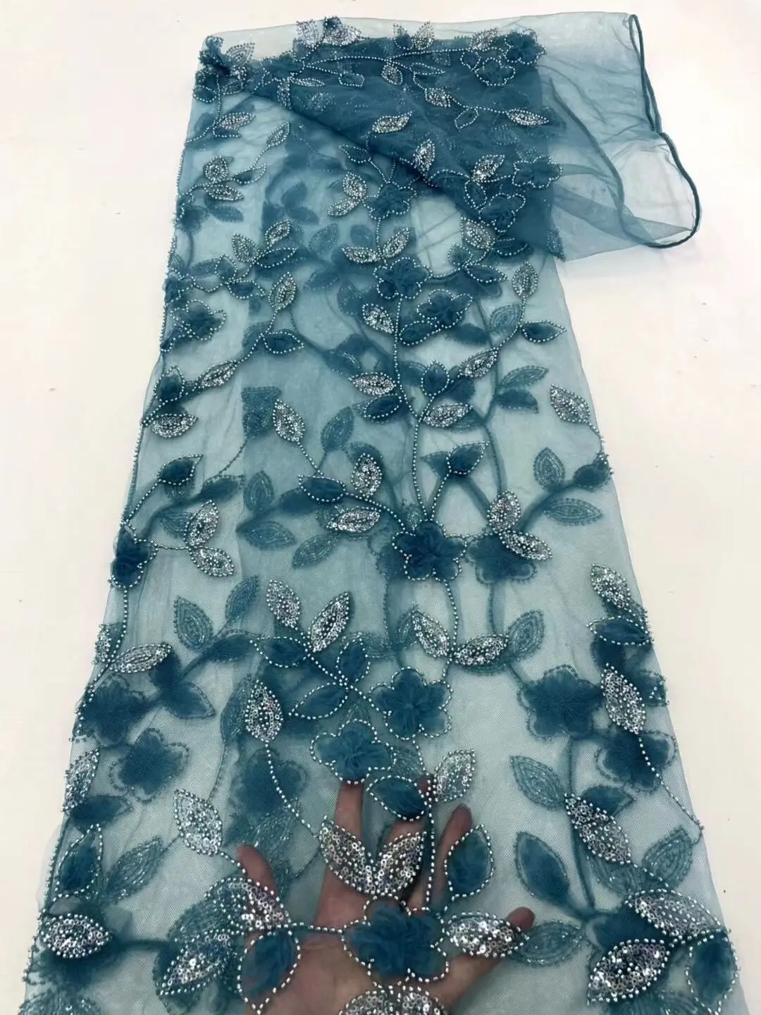 

Sequins Net Lace Fabrics High Quality Mesh Tulle beads Laces For S-1306352 African Women Prom Wedding Dresses