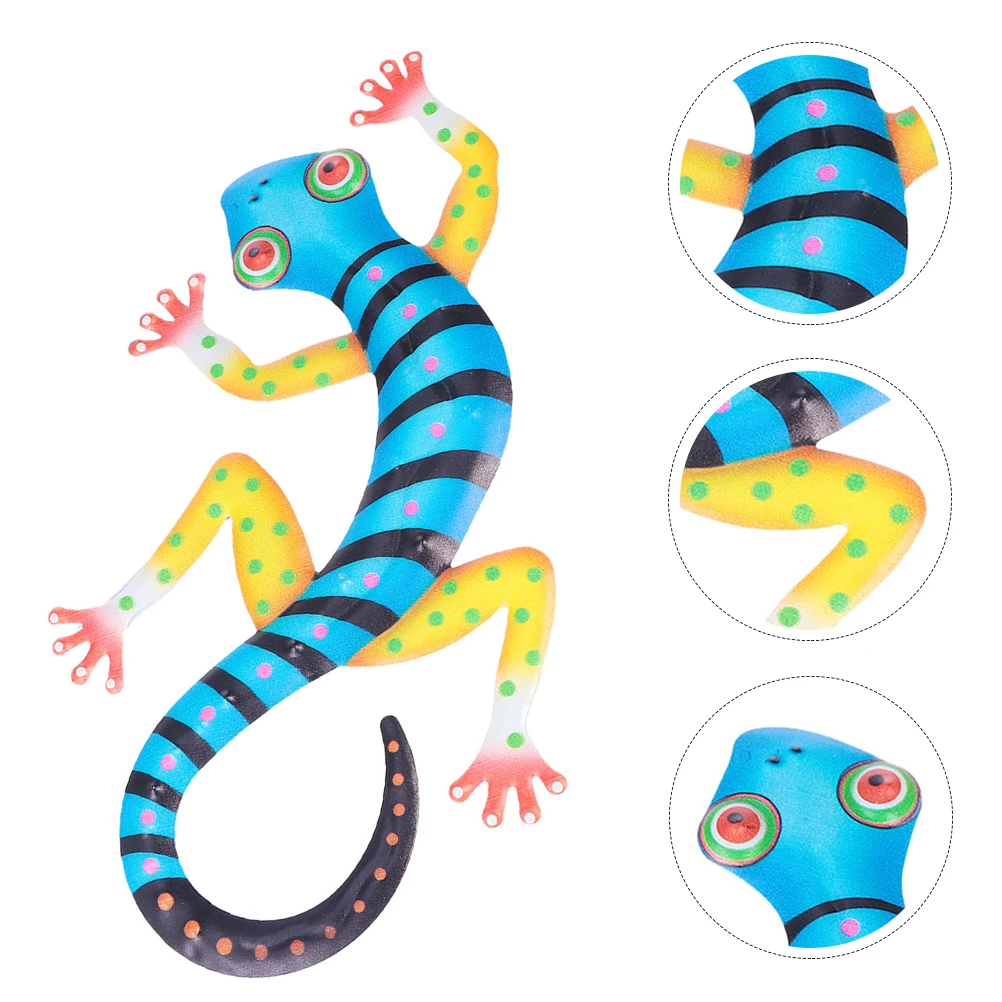 Eisen Wandbehang Gecko Skulptur 3D Metall Dekor Schmiedeeisen Eidechse Ornament Hausgarten Veranda Tür Fenster Leicht Bunt