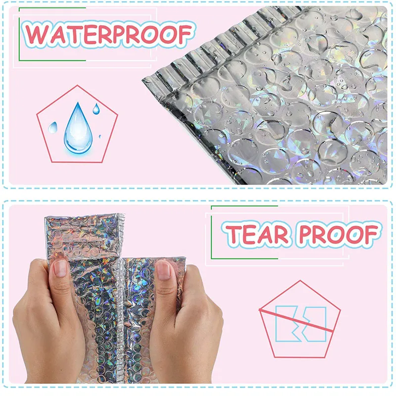 100 Stuks Zilverachtig Metallic Bubble Mailers Folie Bubble Waterdichte Gealuminiseerde Postzakken Geschenkverpakking Gewatteerde Verzending Enveloppen