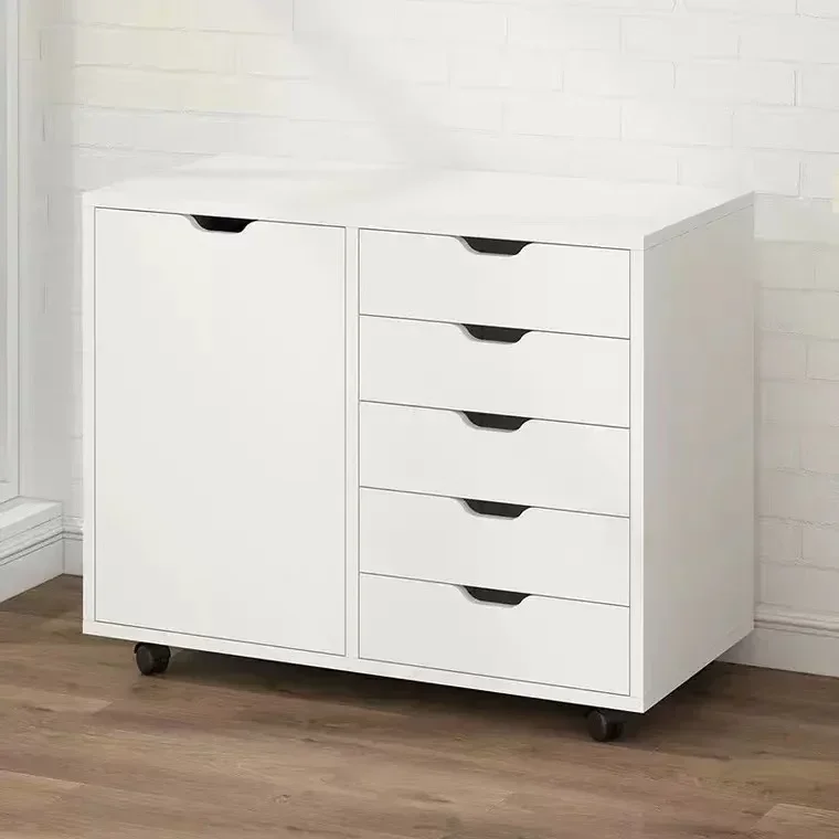 

Office 5 Drawers Mobile File Cabinet,Book materials archive Movable Storage Wheels Filing with Home Nightstand Multi-purpose