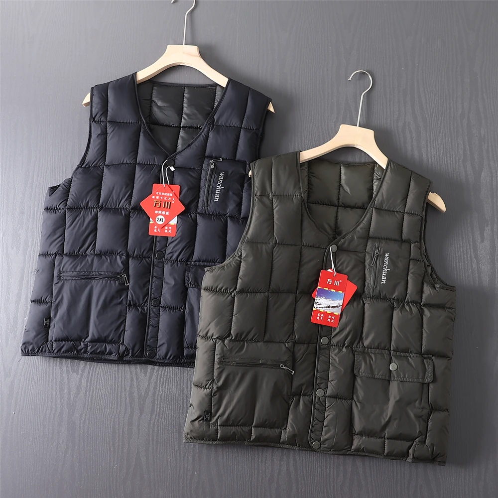 

Outdoor Lightweight Men's down Cotton Vest Svel oulder Pad Warm Busin Sle Faion Urban Casual Winter Vest