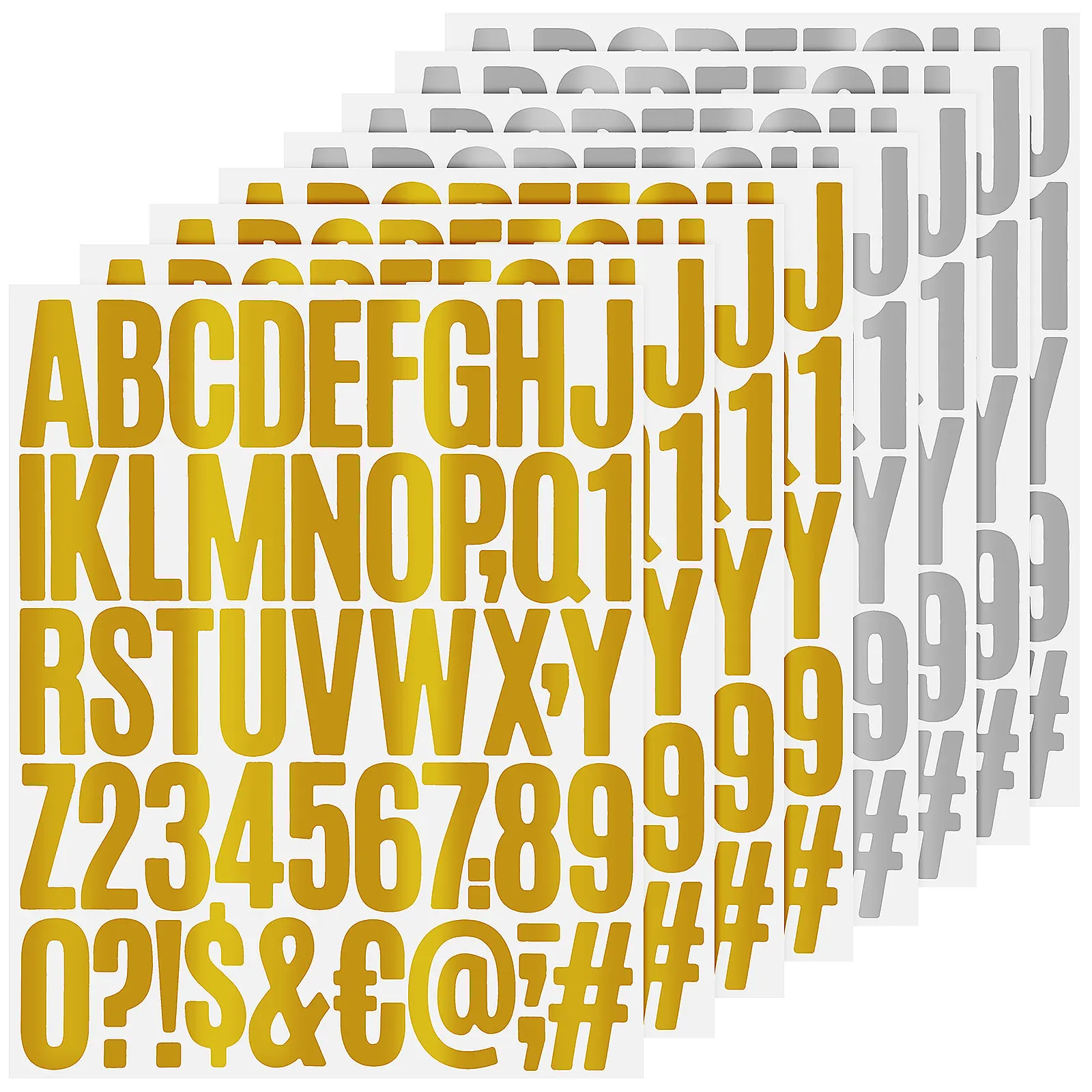 Waterproof Letter Number Stickers, 8 Sheets Self-Adhesive Alphabet Decals for Scrapbooking, Mailbox, DIY Crafts