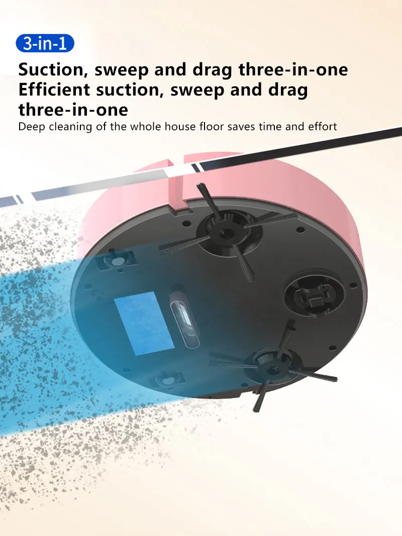 Lenovo Automatischer Kehrroboter 3-in-1 Geräuscharmer Ultraflacher USB-Aufladbarer Staubsauger mit Staubbehälter Mini-Reinigungsmaschine – Detail 4
