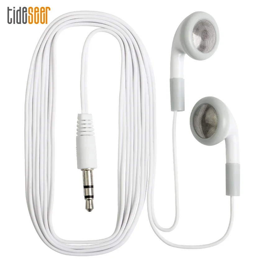 500pcs White 3.5mm Disposable Earphone Wired Stereo Earbuds For School Library Museum Concert for Bus Train Plane In Opp Bag