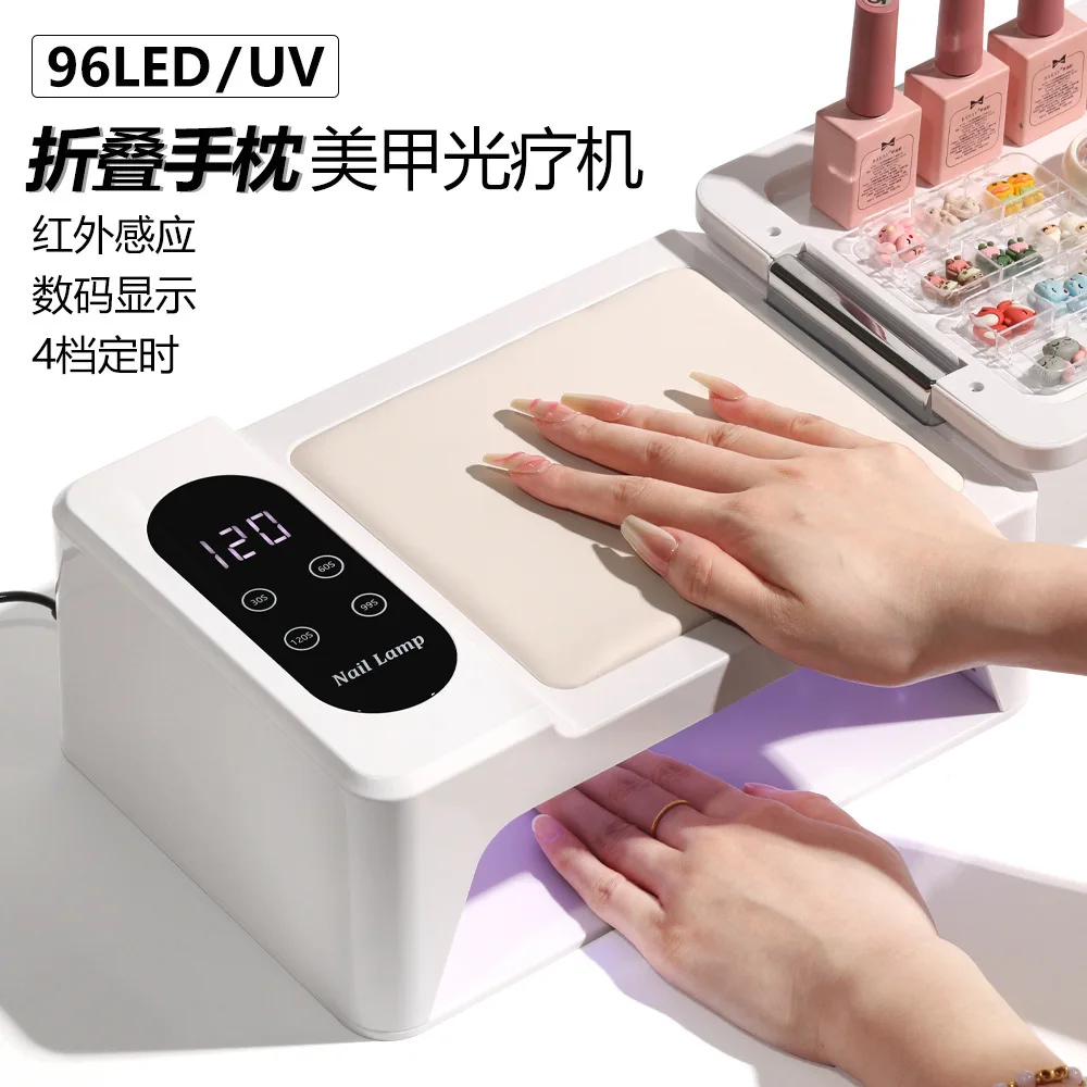 96 LED Nail Lamp with Flip Lid, Large Space UV LED Light for Hands and Feet, Professional Gel Nail Dryer Machine