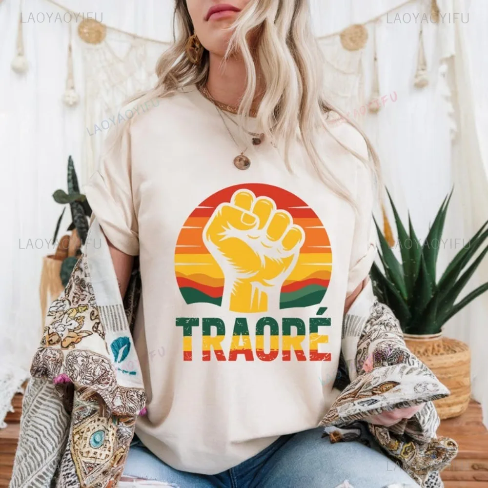 Burkina Faso Pride T Shirt Traore Fist Shadow Graphic Printed African Country Tshirt Casual Fashion Loose Short Sleeve Man Tees