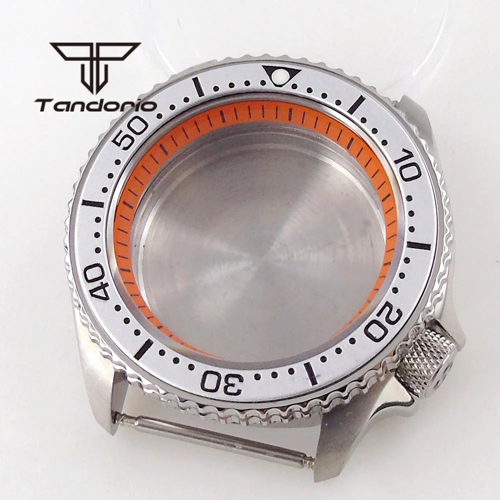 Fit for NH35A NH36A 42mm Stainless Steel Watch Case 3.8 O\'clock Screw Crown Orange Chapter Ring Alloy Insert Sapphire Glass