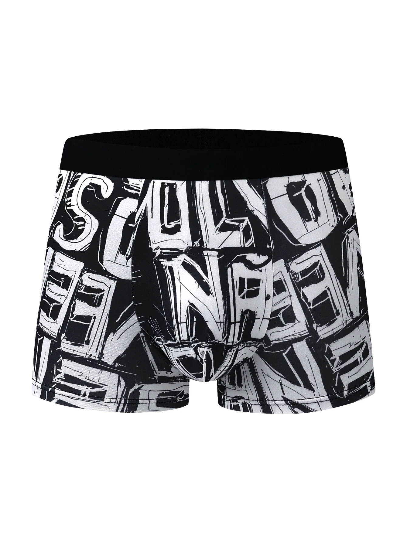 10-Pack Men's Trendy Graffiti Print Boxer Briefs Multicolor Personality Letter Pattern High Elastic Skin-friendly Random Color D