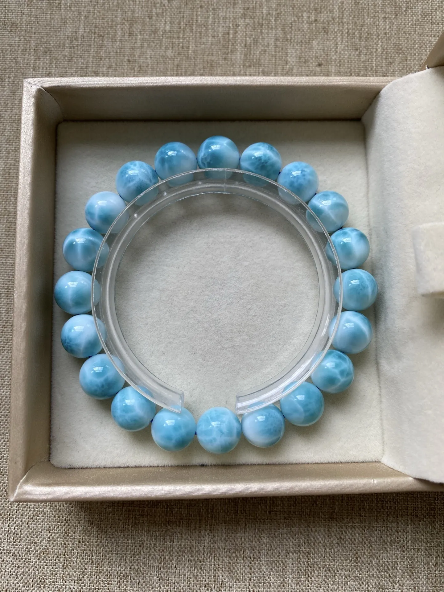 Natural Blue Larimar Gemstone Bracelet 9.8mm Round Beads Women Men  Blue Larimar Beads Bracelet AAAAAA