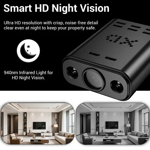 Imagen 2 del producto Mini cámara WiFi HD de 5MP con batería integrada, seguimiento humano, visión nocturna IR, monitoreo remoto IP, cámara corporal portátil
