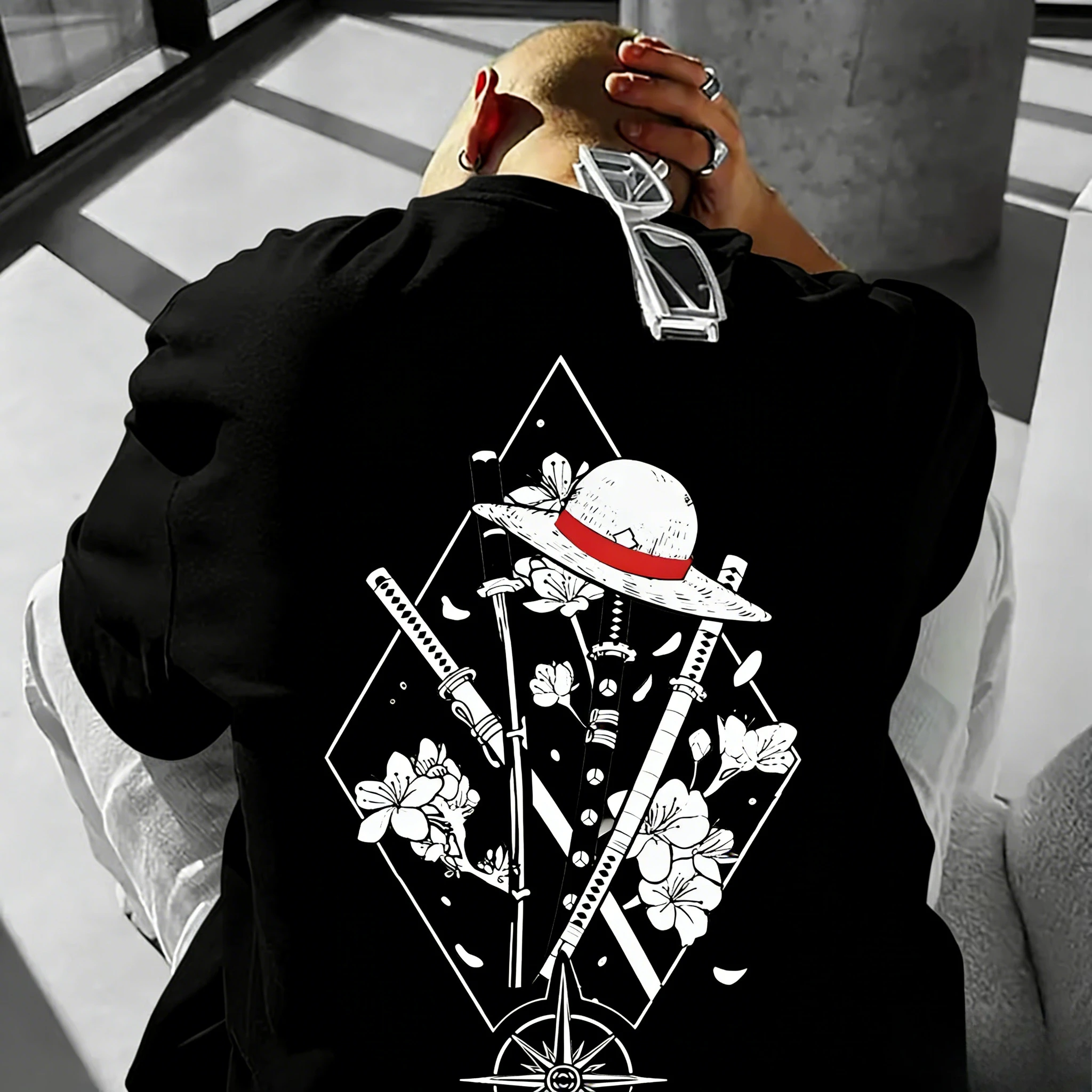 One Piece Luffy hommes et femmes 2026 nouvel été Anime Harajuku imprimé américain décontracté Parent enfant haut à manches courtes