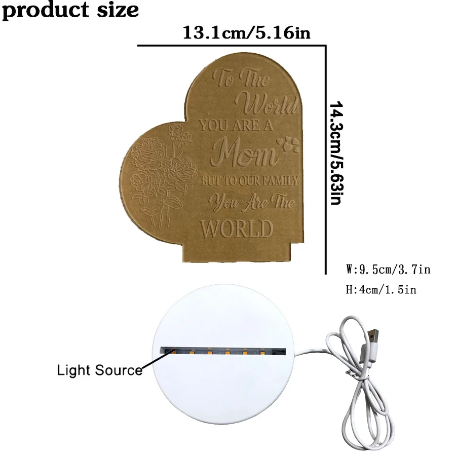 3D Mother English love night light, ห้องและห้องนั่งเล่นโคมไฟตกแต่ง, ของขวัญวันหยุด, ปรับสีได้
