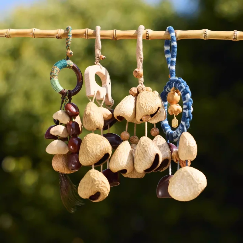 Natural Nutshell Wind Chimes Home Decoration Key Pendant Car Backpack