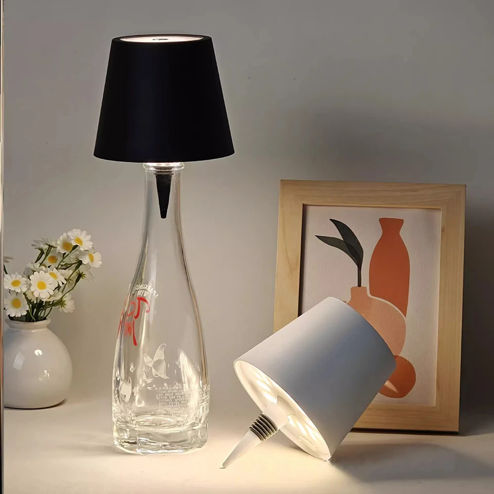 Wireless LED Wine Bottle Lamp Desktop Decoration Lamp 3 Colors Rechargeable Table Lamp for Bar Wine Bottles Decor Desk Lights