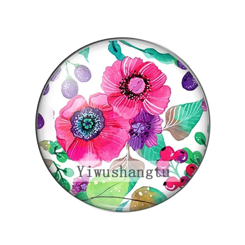 Beautiful red rose art flower paintings images 12mm/18mm/20mm/25mm Round photo glass cabochon demo flat back Making findings
