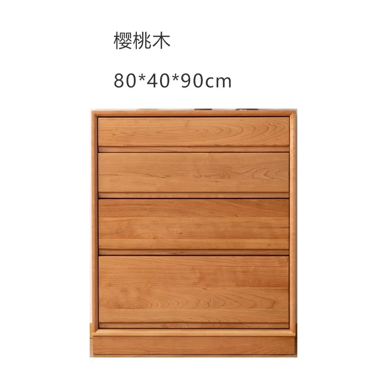 

Living room multi-function drawer cabinet locker, cherry wood retro simple glass cabinet