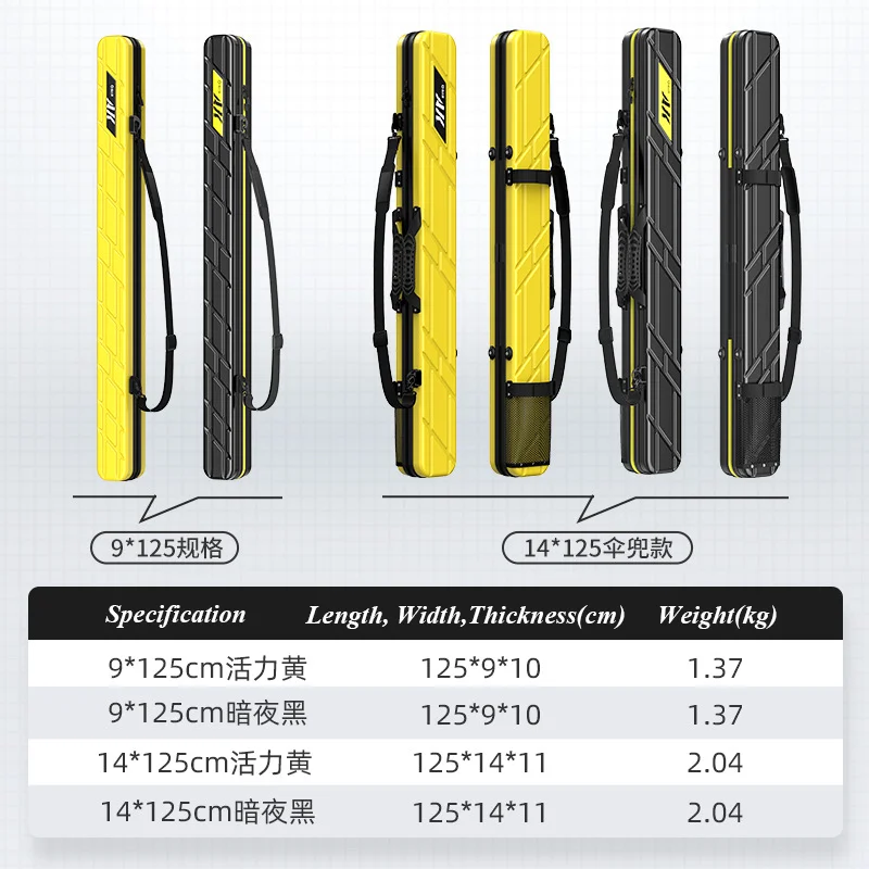 Shockproof Hard Shell Fishing Rod Bag ABS+PC Protective Storage Case 7 Layer Gear Tackle Carry with Umbrella Pocket