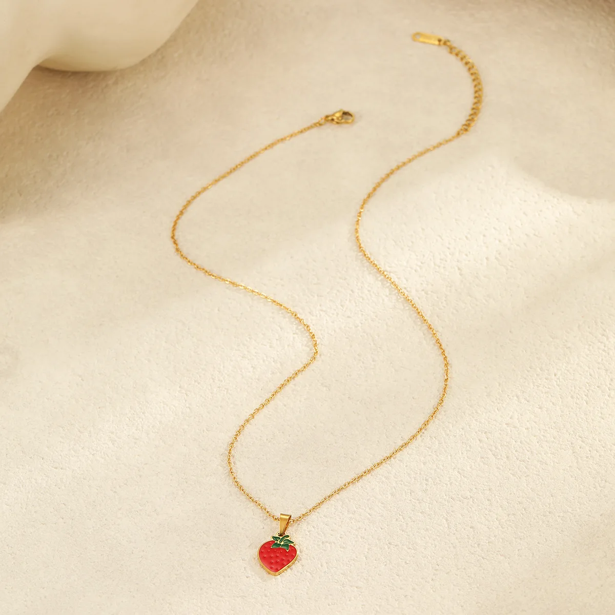 Cute Pendant Necklace for Woman Strawberry Watermelon Apple Banana Peach Stainless Steel Enamel Charms Necklaces Jewelry Gift