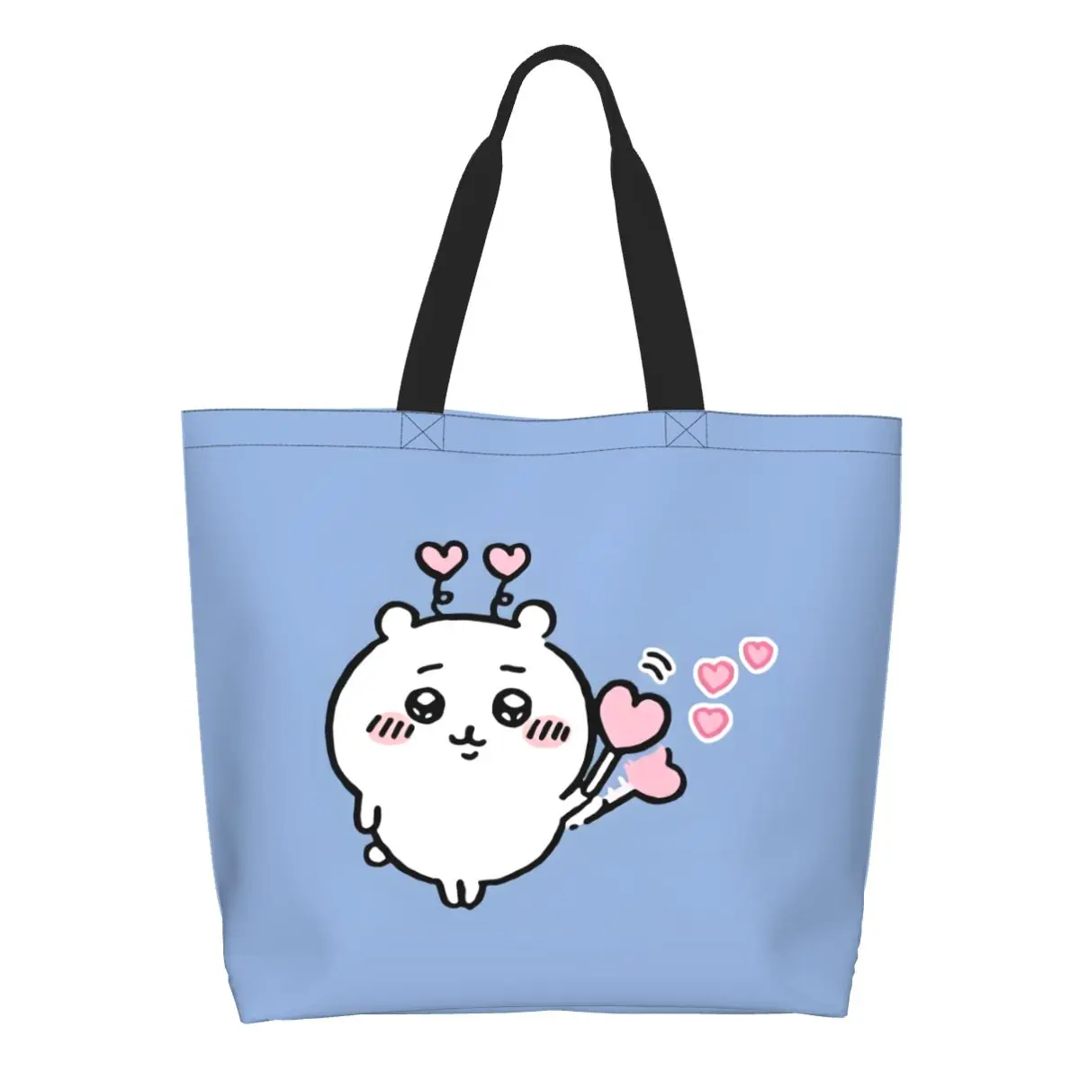 

Custom Chiikawa Groceries Shopping Bags Kawaii Print Canvas Shopper Shoulder Tote Bag Big Capacity Durable Cute Animal Handbag
