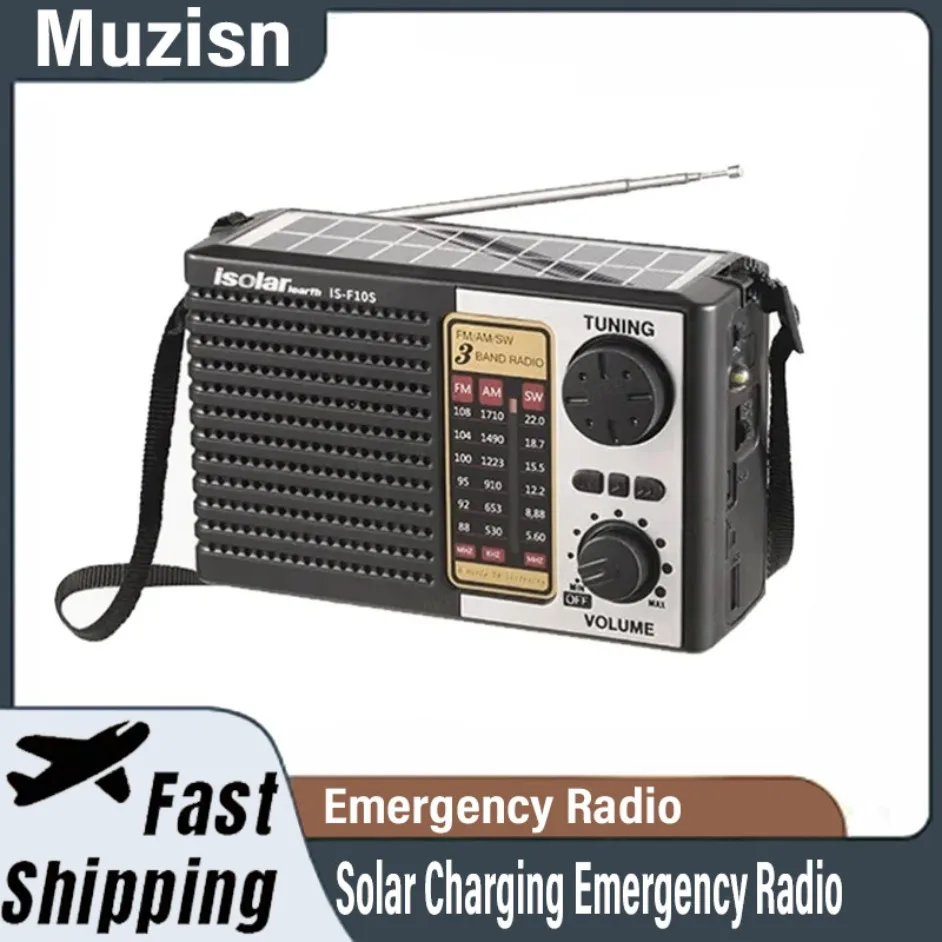 

Muzisn Wireless Bluetooth Speaker LED Flashlight FM AM SW Radio Solar Charging Emergency Radio Full Band High Sensitivity