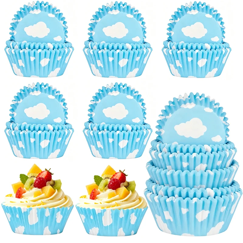 Kitchen Baking Must Haves - 100Pcs200Pcs Cangkir Kertas Kue Langit Biru