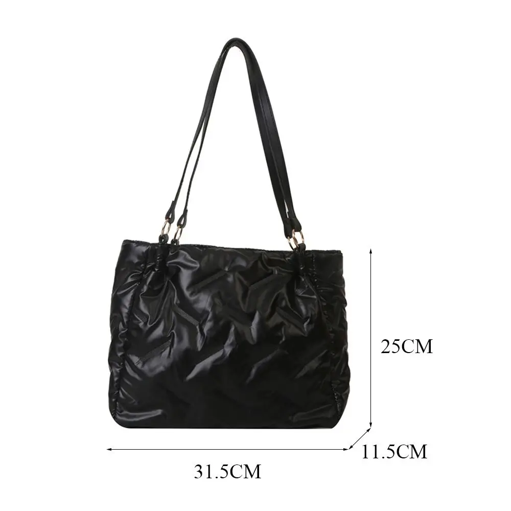 Solid Color Shoulder Bags Casual Down Cotton Padded Large Capacity Underarm Bags Quilted Tote Bag Winter