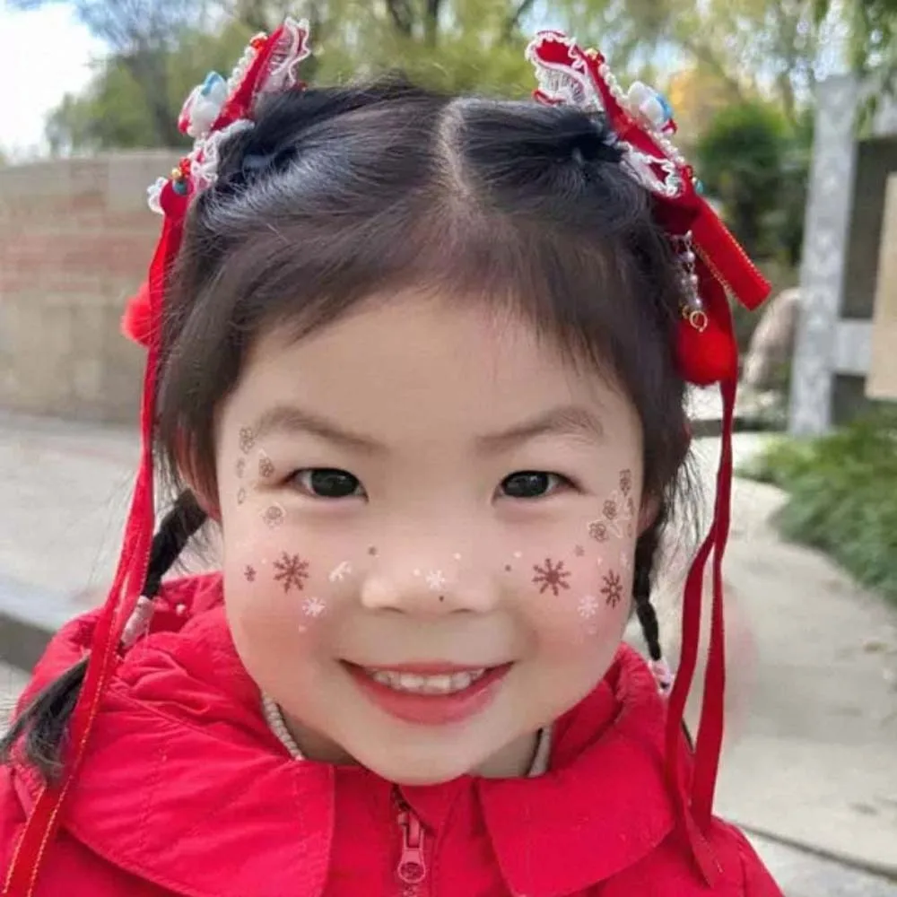 2 قطعة دبوس الشعر الصيني للأطفال الأسد القوس أفخم الكرة السنة الجديدة الشريط المشابك الذهبي قفل زهرة Hanfu إكسسوارات الشعر الطرف #3