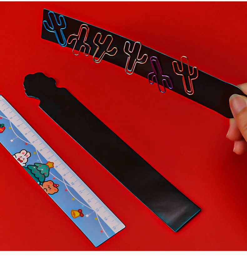 Cute Cartoon Christmas Magnetic Ruler Soft Straightedge Kids Drawing Learning Measuring Tool 15cm School Office Supplies Gifts