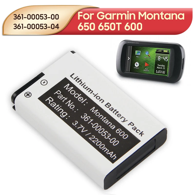 361-00053-00 361-00053-04 wymienna bateria dla Garmin Montana 650 650T 600 361-00053-04 VIRB GPS Handhelds Battery 2200mAh