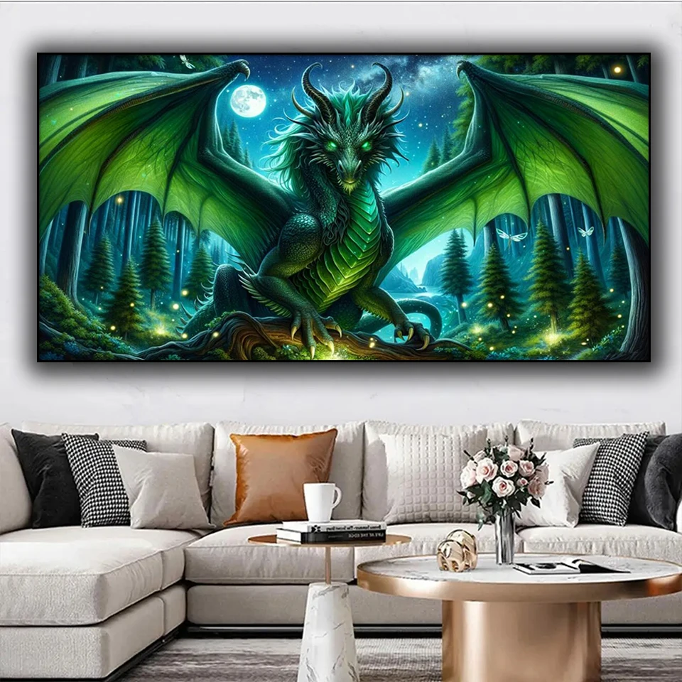 

fantasy Green wings dragon Diy diamond painting new 2024 Jewelry cross stitch Full Round diamond Art Moasic Large Home decor ﻿