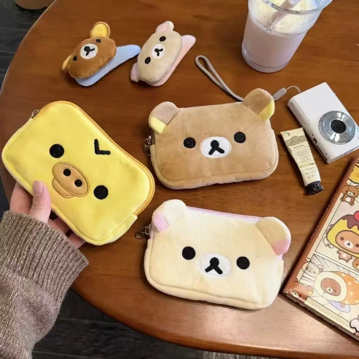 Kawaii Rilakkumas Coin Purse Wallet Creative Peripheral Korilakkuma Ccd Storage Card Bag Couple Birthday Small Storage Bag Gifts