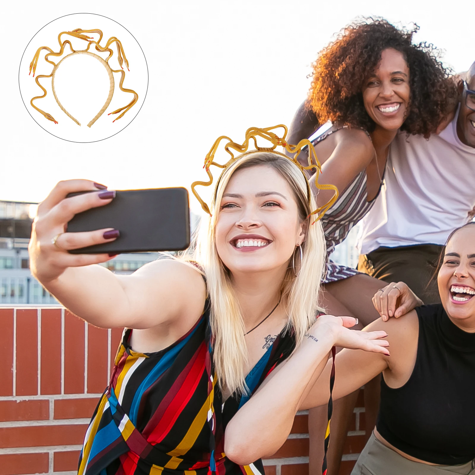 

1pc Golden Medusa Headpiece Cosplay Snake Headband Decorative Photo Prop Banquet Party Stage Performance Hair Accessory