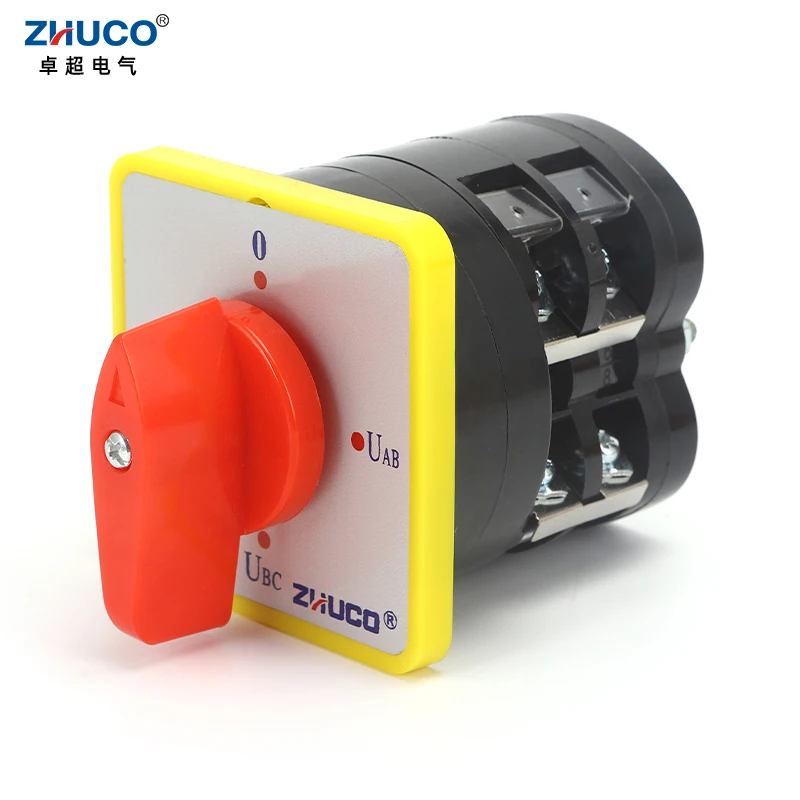 ZHUCO LW5D-16/YH2.2 16A 4 Positions 2 Poles 8 Screws Voltmeter Conversion Rotary Selector Control Changeover Cam Switch