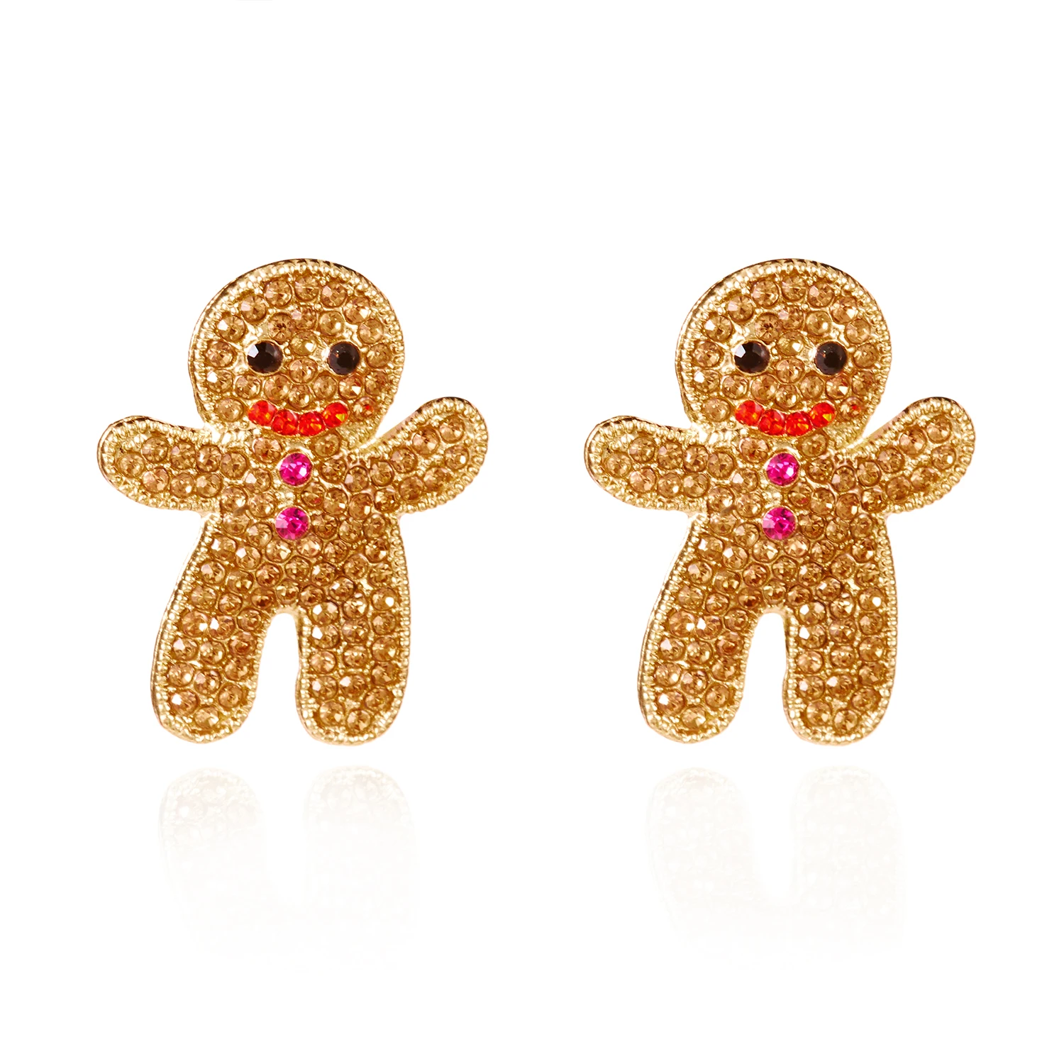 Weihnachtskollektion, glänzende Zirkon-Lebkuchenmann-Keks-Ohrringe für Frauen, süße Neujahrs-Ohrringe, WEIHNACHTEN, Party, Schmuck, Geschenk – Detail 9