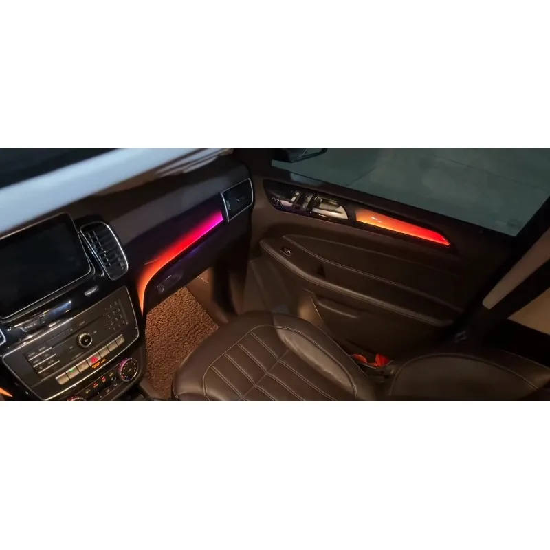 X166 ML GLE 256 Color Atmosphere Trim Strip, RGB LED Interior Ambient Lamp Old Large SUV Car Interior Decor Refit Parts