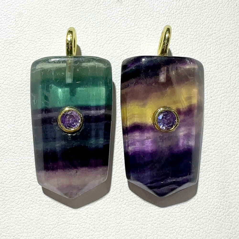 Naturstein Amethyst Tigerauge Labradorit mit Zirkonia eingelegter geometrischer Anhänger DIY Halskette Ohrringe Modeschmuck – Detail 20